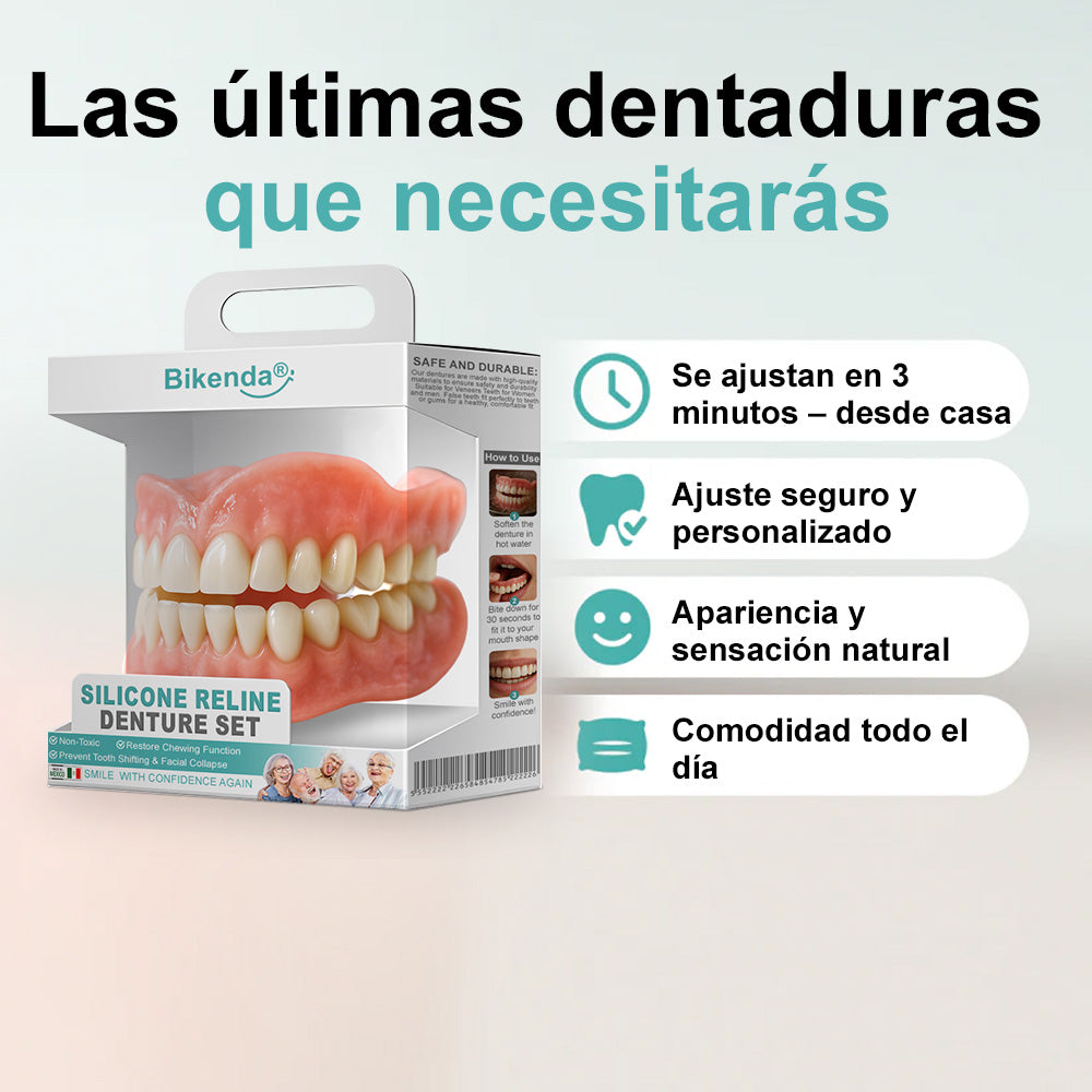 🦷Bikenda® Conjunto Completo de Dentaduras Personalizadas Avanzadas (✅ Dentaduras de ajuste cómodo respaldadas clínicamente — Confiadas por más de 8,000 usuarios en España para un confort durante todo el día.)