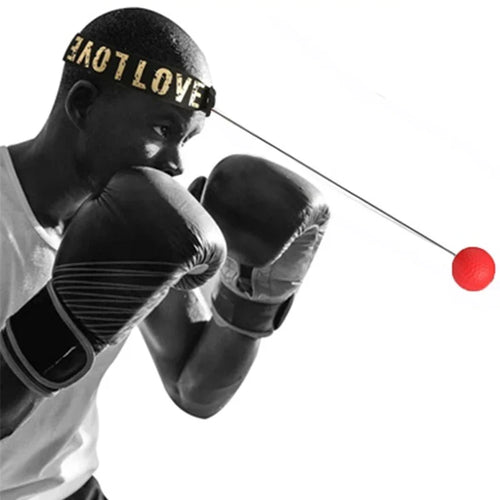 Pelota de boxeo con banda para reflejos, velocidad y coordinación.