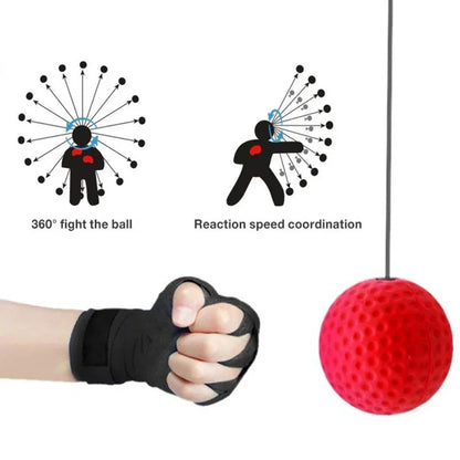 Pelota de boxeo con banda para reflejos, velocidad y coordinación.