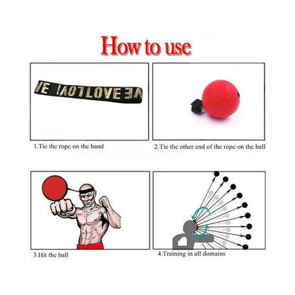 Pelota de boxeo con banda para reflejos, velocidad y coordinación.