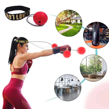 Pelota de boxeo con banda para reflejos, velocidad y coordinación.